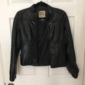 Black moto faux leather jacket